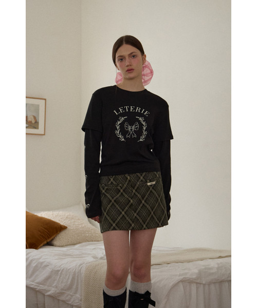 LETERIE(レテリー)の「RIBBON POINT LAYERED T-SHIRT_BLACK(Tシャツ/カットソー・レディース・ブラック・FREE)」の3枚目の写真