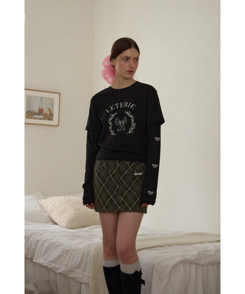 LETERIE(レテリー)の「RIBBON POINT LAYERED T-SHIRT_BLACK(Tシャツ/カットソー・レディース・ブラック・FREE)」の4枚目の写真