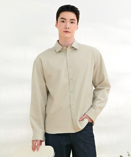 CHASECULT(チェイスカルト)の「男性無地シャツ-DARK5411B0M(シャツ/ブラウス・メンズ・ベージュ・100/105/95)」の3枚目の写真