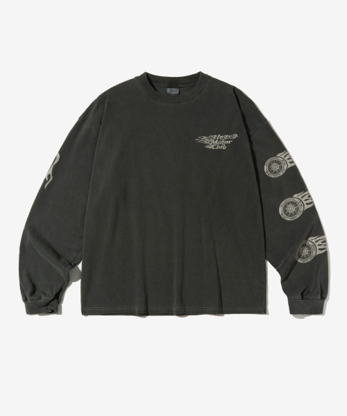 OUTSTANDING(アウトスタンディング)の「MOT SERIES LONG SLEEVE(HEAVY MOTOR CLUB)_PIGMENT CHARCOAL(Tシャツ/カットソー・メンズ・その他・SMALL)」の1枚目の写真