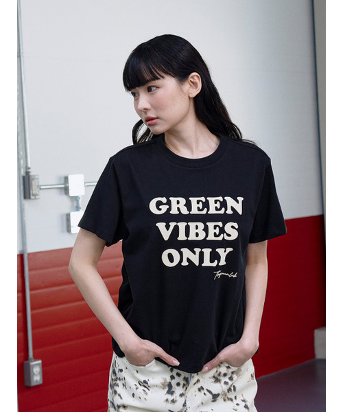 THE GREEN LAB（ザグリーンラボ）の「GREEN VIBES ONLY テクスチャーレタリング半袖Tシャツ [ブラック]（Tシャツ/カットソー・レディース・その他・FREE）」の7枚目の写真