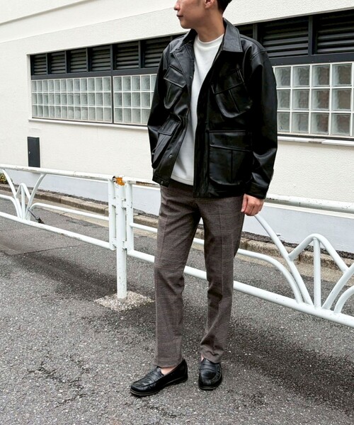 NOLLEY'S LIGHT(ノーリーズライト)の「フェイクレザーファティーグ(ライダースジャケット・メンズ・ブラック・M/L)」の1枚目の写真