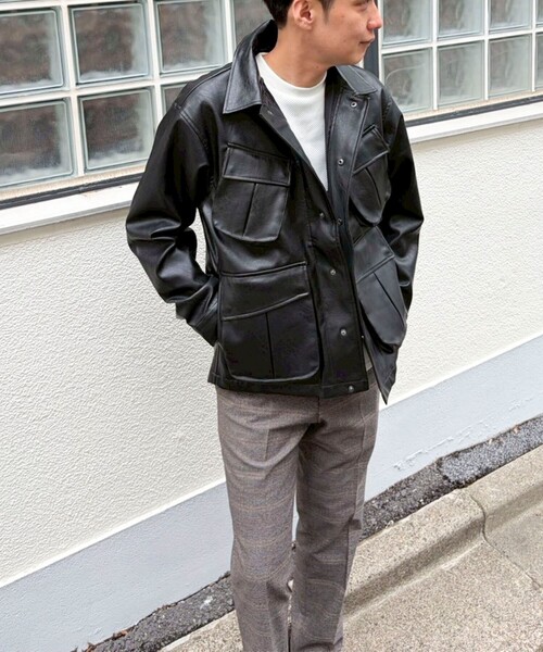 NOLLEY'S LIGHT(ノーリーズライト)の「フェイクレザーファティーグ(ライダースジャケット・メンズ・ブラック・M/L)」の3枚目の写真