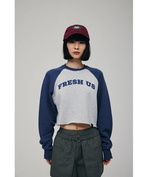 FELICITY（フェリシティ）の「Short Sweat Pullover（スウェット・レディース・ブルー/チャコール・2）」の2枚目の写真
