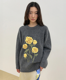 Rose Garden Pullover Knit (Melange Grey)