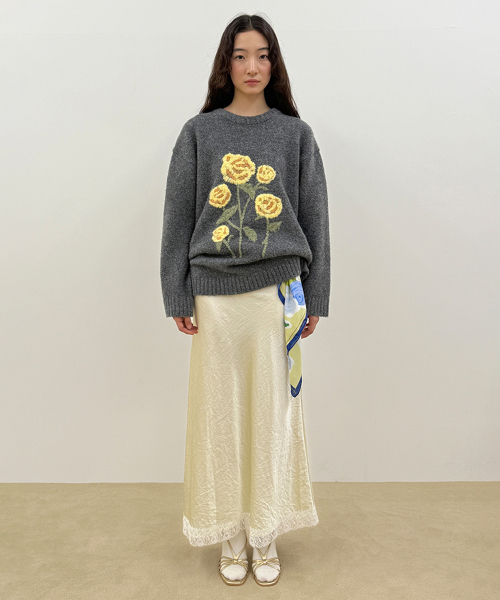 Rose Garden Pullover Knit (Melange Grey)（ニット/セーター