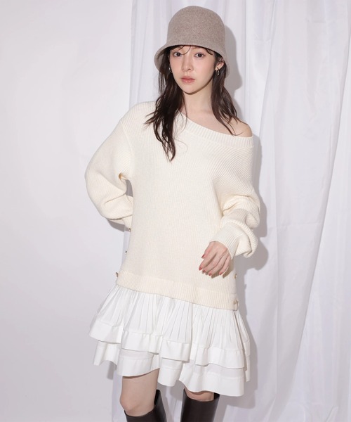 Rirandture（リランドチュール）の「ティアードドッキングチュニックワンピース（ワンピース・レディース・ホワイト/グレイッシュベージュ/ブラック・1/2）」の4枚目の写真