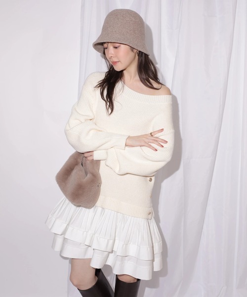 Rirandture（リランドチュール）の「ティアードドッキングチュニックワンピース（ワンピース・レディース・ホワイト/グレイッシュベージュ/ブラック・1/2）」の5枚目の写真