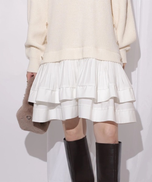 Rirandture（リランドチュール）の「ティアードドッキングチュニックワンピース（ワンピース・レディース・ホワイト/グレイッシュベージュ/ブラック・1/2）」の10枚目の写真