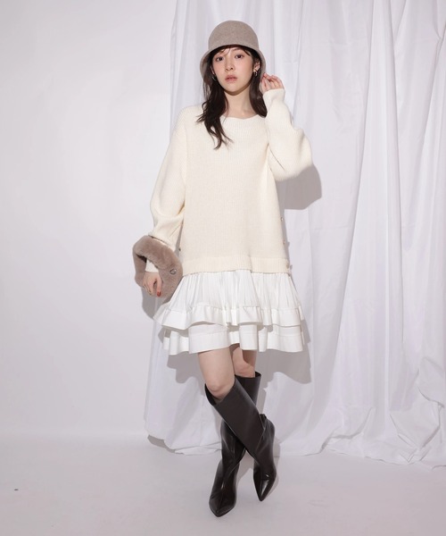 Rirandture（リランドチュール）の「ティアードドッキングチュニックワンピース（ワンピース・レディース・ホワイト/グレイッシュベージュ/ブラック・1/2）」の11枚目の写真