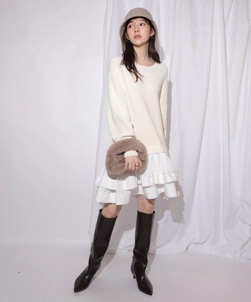 Rirandture（リランドチュール）の「ティアードドッキングチュニックワンピース（ワンピース・レディース・ホワイト/グレイッシュベージュ/ブラック・1/2）」の12枚目の写真