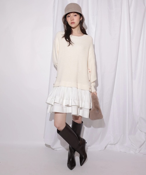 Rirandture（リランドチュール）の「ティアードドッキングチュニックワンピース（ワンピース・レディース・ホワイト/グレイッシュベージュ/ブラック・1/2）」の14枚目の写真