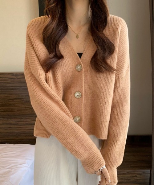Miniministore(ミニミニストア)の「ニットカーディガン Vネック 長袖秋冬服(ニット/セーター・レディース・グリーン/コーラル/アイボリー/ブルー・FREE)」の9枚目の写真