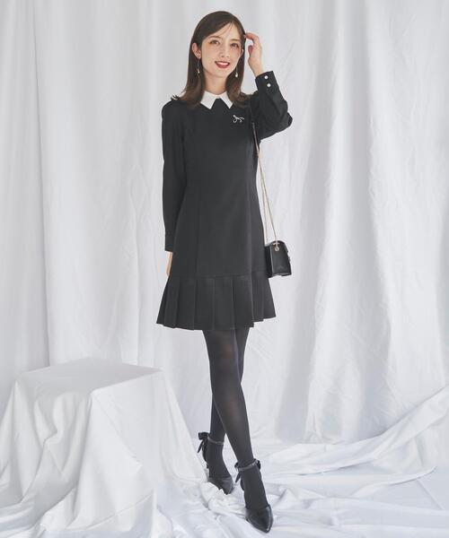 SWINGLE(スウィングル)の「ホワイトカラープリーツミニワンピース(ワンピース・レディース・ダークブラウン/カーキ/ブラック・FREE)」の10枚目の写真