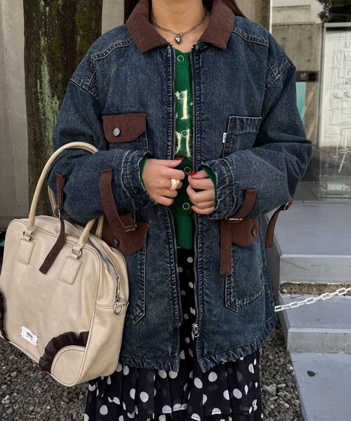 CIAOPANIC(チャオパニック)の「【ANTI WARP /アンチワープ】デイワンデニムブルゾン(デニムジャケット・レディース・パープル/インディゴブルー・FREE)」の4枚目の写真