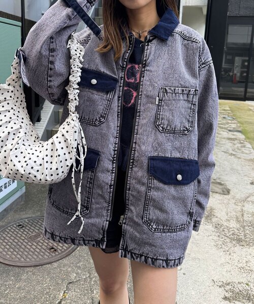 CIAOPANIC(チャオパニック)の「【ANTI WARP /アンチワープ】デイワンデニムブルゾン(デニムジャケット・レディース・パープル/インディゴブルー・FREE)」の12枚目の写真