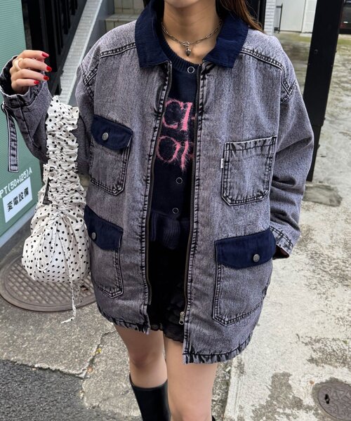 CIAOPANIC(チャオパニック)の「【ANTI WARP /アンチワープ】デイワンデニムブルゾン(デニムジャケット・レディース・パープル/インディゴブルー・FREE)」の13枚目の写真