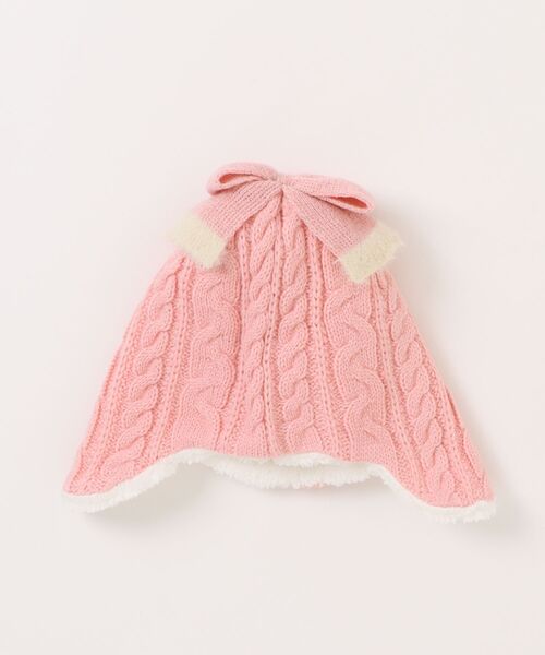 HAKKA BABY（ハッカベビー）の「[ベビー]リボンモチーフ付きラメニット帽（ニットキャップ/ビーニー・キッズ・レッド/ピンク/オフホワイト・S）」の4枚目の写真