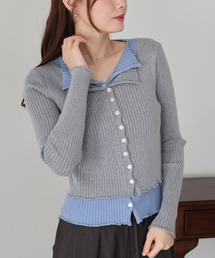 BLUEEAST | バイカラーレイヤードカーディガン(ニット/セーター)