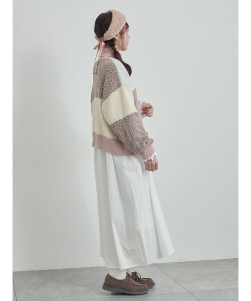 TSUHARU by Samansa Mos2（ツハルバイサマンサモスモス）の「パッチワークスタンドカラーニット（ニット/セーター・レディース・ピンク/レッド・F）」の10枚目の写真