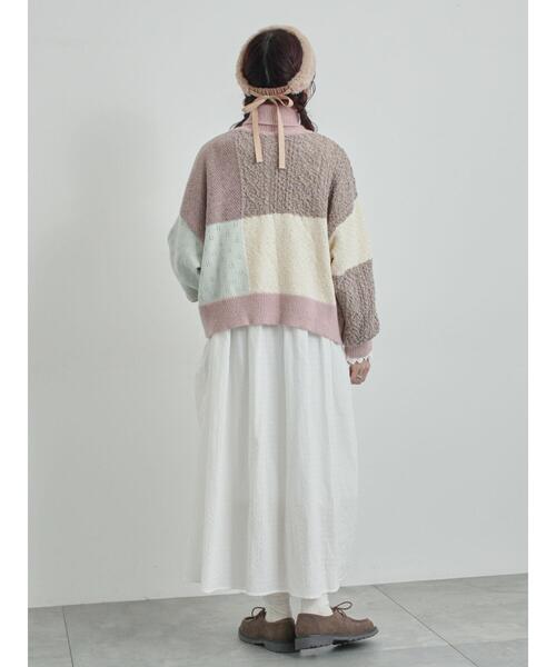 TSUHARU by Samansa Mos2 パッチワークスタンドカラーニット TSUHARU by Samansa Mos2（ツハルバイサマンサモスモス）の「パッチ