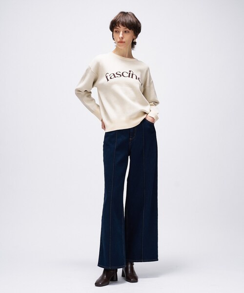 cloenc(クロエンス)の「【手洗い可】ロゴニットプルオーバー(ニット/セーター・レディース・ネイビー系4/ホワイト系7/ワイン系1・02)」の4枚目の写真