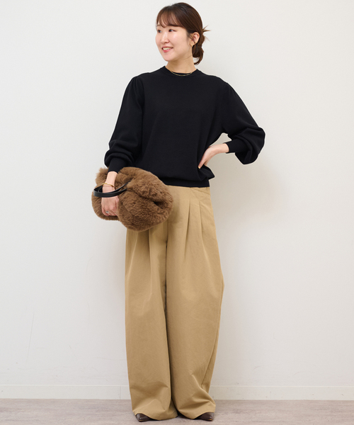 JOURNAL STANDARD relume（ジャーナルスタンダード　レリューム）の「《WEB限定追加2》ウォッシャブルパフスリーブプルオーバー（ニット/セーター・レディース・ブラック・FREE）」の15枚目の写真