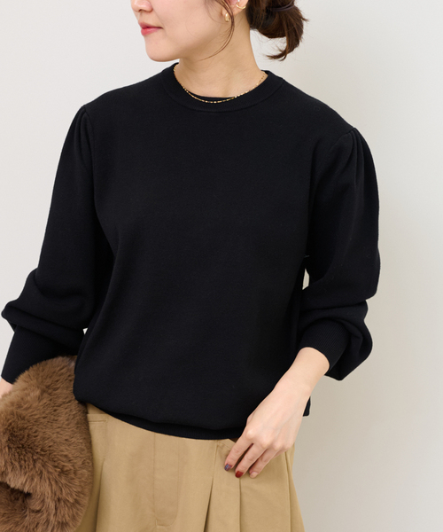 JOURNAL STANDARD relume（ジャーナルスタンダード　レリューム）の「《WEB限定追加2》ウォッシャブルパフスリーブプルオーバー（ニット/セーター・レディース・ブラック・FREE）」の19枚目の写真