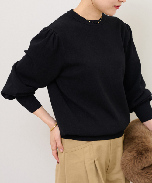 JOURNAL STANDARD relume（ジャーナルスタンダード　レリューム）の「《WEB限定追加2》ウォッシャブルパフスリーブプルオーバー（ニット/セーター・レディース・ブラック・FREE）」の20枚目の写真
