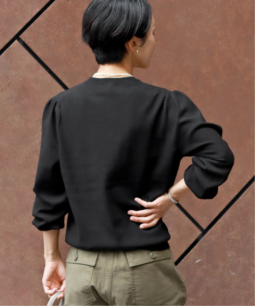 JOURNAL STANDARD relume（ジャーナルスタンダード　レリューム）の「《WEB限定追加2》ウォッシャブルパフスリーブプルオーバー（ニット/セーター・レディース・ブラック・FREE）」の4枚目の写真