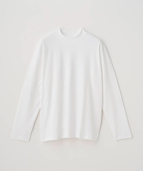 JOHN SMEDLEY(ジョンスメドレー)の「スビンコットンモックネック長袖Tシャツ(Tシャツ/カットソー・メンズ・チャコールグレー/ホワイト・3/1/2/4)」の1枚目の写真