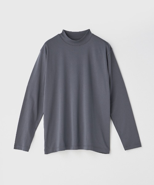 JOHN SMEDLEY(ジョンスメドレー)の「スビンコットンモックネック長袖Tシャツ(Tシャツ/カットソー・メンズ・チャコールグレー/ホワイト・3/1/2/4)」の2枚目の写真