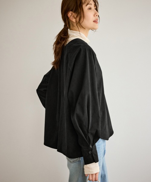 ROPE' PICNIC(ロペピクニック)の「【emur/エミュール】ストレッチ起毛あわせネックブラウス(シャツ/ブラウス・レディース・キナリ/ブルー/ブラック・38)」の12枚目の写真
