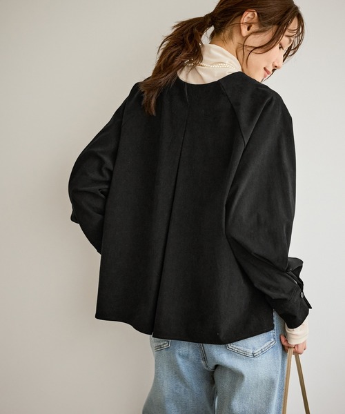 ROPE' PICNIC(ロペピクニック)の「【emur/エミュール】ストレッチ起毛あわせネックブラウス(シャツ/ブラウス・レディース・キナリ/ブルー/ブラック・38)」の13枚目の写真