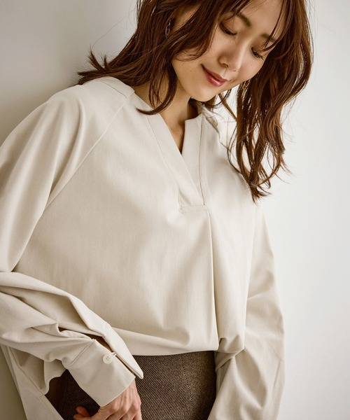 ROPE' PICNIC(ロペピクニック)の「【emur/エミュール】ストレッチ起毛あわせネックブラウス(シャツ/ブラウス・レディース・キナリ/ブルー/ブラック・38)」の19枚目の写真