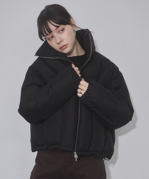 ENVYM（アンビー）の「リップファイバースタンドショートジャケット（ダウンジャケット/コート・レディース・ブラック/ブラウン/アイボリー・FREE）」の8枚目の写真