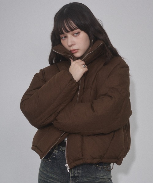 ENVYM（アンビー）の「リップファイバースタンドショートジャケット（ダウンジャケット/コート・レディース・ブラック/ブラウン/アイボリー・FREE）」の13枚目の写真