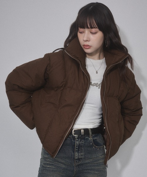 ENVYM（アンビー）の「リップファイバースタンドショートジャケット（ダウンジャケット/コート・レディース・ブラック/ブラウン/アイボリー・FREE）」の14枚目の写真