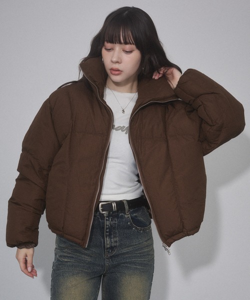 ENVYM（アンビー）の「リップファイバースタンドショートジャケット（ダウンジャケット/コート・レディース・ブラック/ブラウン/アイボリー・FREE）」の16枚目の写真