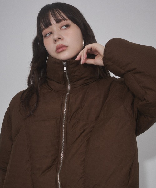 ENVYM（アンビー）の「リップファイバースタンドショートジャケット（ダウンジャケット/コート・レディース・ブラック/ブラウン/アイボリー・FREE）」の12枚目の写真