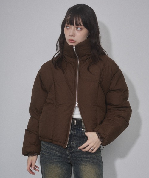 ENVYM（アンビー）の「リップファイバースタンドショートジャケット（ダウンジャケット/コート・レディース・ブラック/ブラウン/アイボリー・FREE）」の18枚目の写真