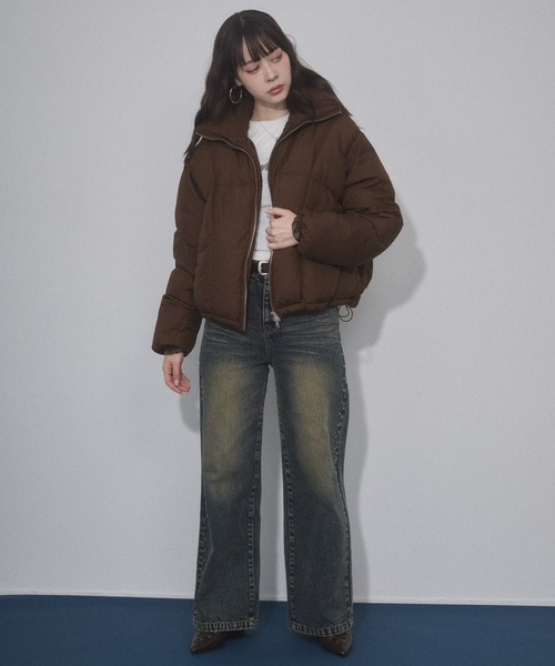 ENVYM（アンビー）の「リップファイバースタンドショートジャケット（ダウンジャケット/コート・レディース・ブラック/ブラウン/アイボリー・FREE）」の22枚目の写真