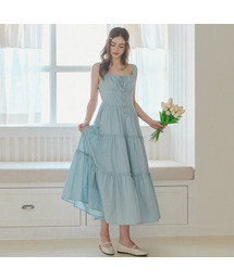 SLOWLOLLI（スローローリ）の「[カラー追加] リボンシャーリング袖なしワンピース_4カラー（ワンピース）」