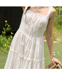 SLOWLOLLI（スローローリ）の「[カラー追加] リボンシャーリング袖なしワンピース_4カラー（ワンピース）」