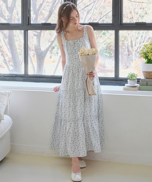 SLOWLOLLI(スローローリ)の「Ribbon shirring sleeveless dress_4 Colors(ワンピース・レディース・アイボリー/ブラック/ブルー/インディゴブルー/オレンジ・FREE/2(L))」の16枚目の写真