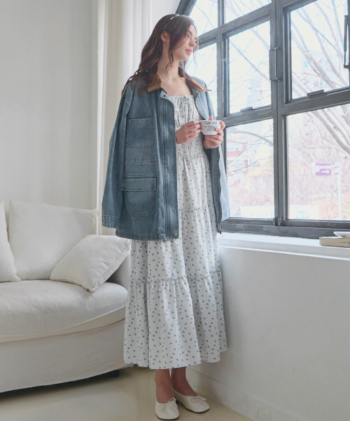 SLOWLOLLI(スローローリ)の「Ribbon shirring sleeveless dress_4 Colors(ワンピース・レディース・アイボリー/ブラック/ブルー/インディゴブルー/オレンジ・FREE/2(L))」の12枚目の写真