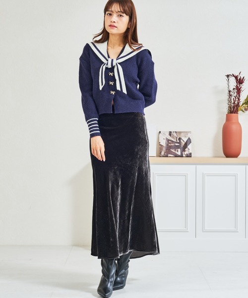 MISCH MASCH(ミッシュマッシュ)の「ZOZO限定 ベロアロングスカート(スカート・レディース・ブラック・フリ-)」の1枚目の写真