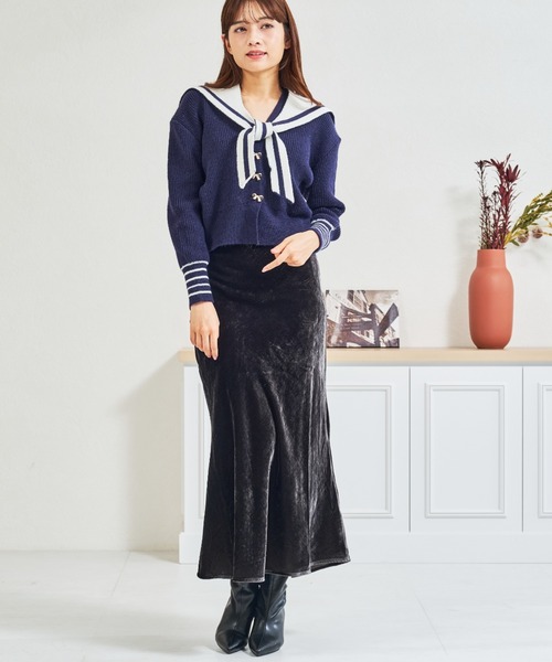 MISCH MASCH(ミッシュマッシュ)の「ZOZO限定 ベロアロングスカート(スカート・レディース・ブラック・フリ-)」の22枚目の写真
