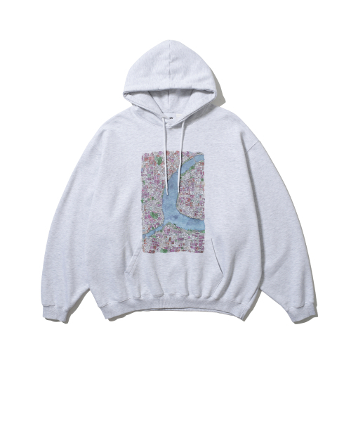 Han River Graphic Hoodie - White Melange