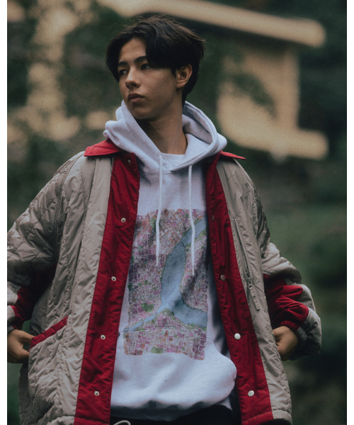 ANGLAN（アングラン）の「Han River Graphic Hoodie - White Melange（パーカー・メンズ・その他・FREE）」の2枚目の写真